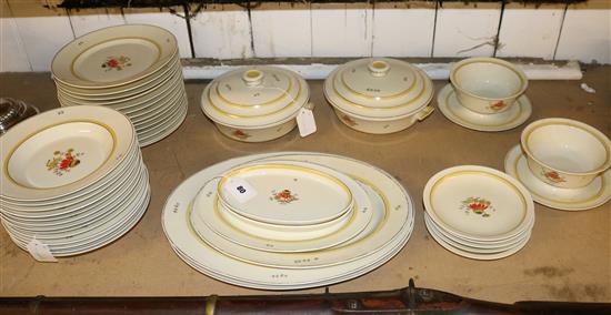 Royal Copenhagen yellow-banded part dinner service, decorated red daisies (Quaking Grass shape) No. 1132 (40+, faults)